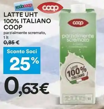 Coop Latte Uht 100% Italiano Parzialmente Scremato offerta