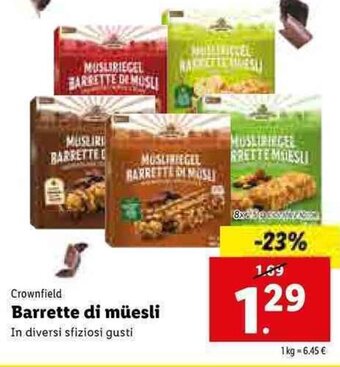 Lidl Crownfield Barrette di müesli offerta