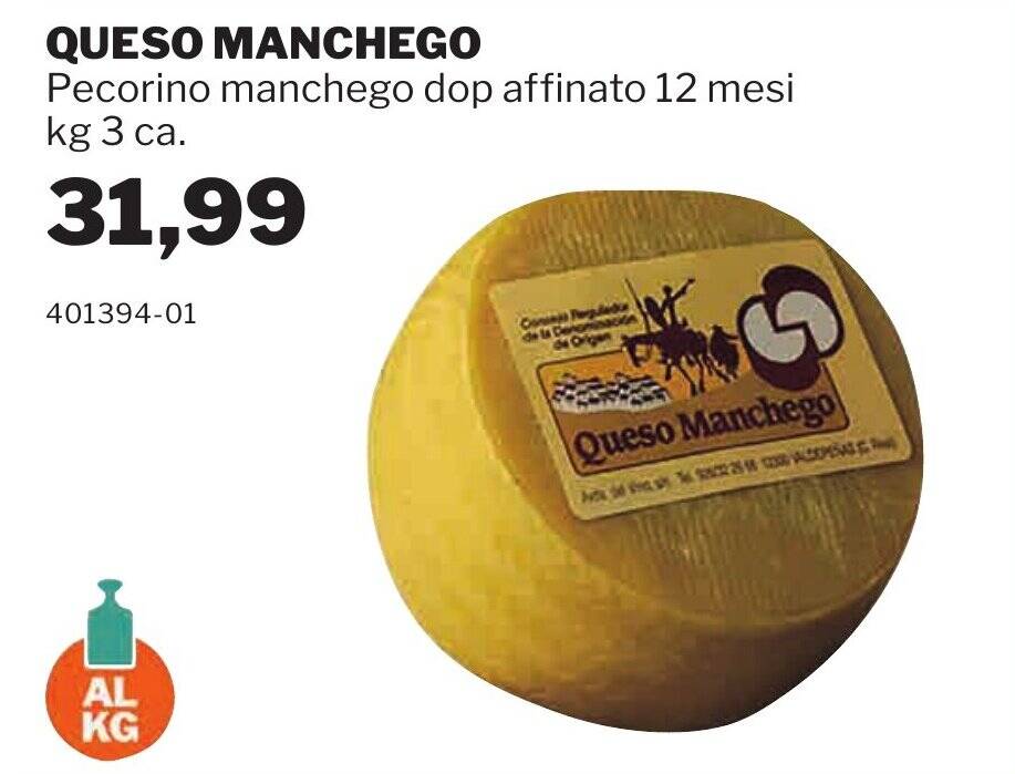 QUESO MANCHEGO Pecorino manchego dop affinato 12 mesi kg 3 ca. offerta