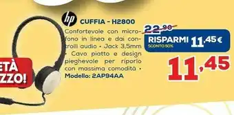Euronics HP Cuffia H2800 offerta