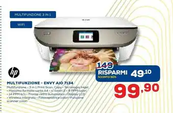 Euronics HP ENVY Photo 7134 Getto Termico D'inchiostro A4 4800 X 1200 DPI 14 Ppm Wi-Fi offerta