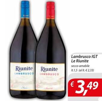 DiMeglio Lambrusco IGT Le Riunite secco-amabile It.1,5 offerta