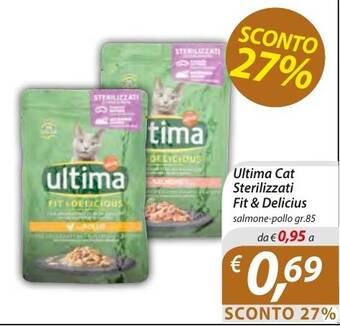 DiMeglio Ultima Cat Sterilizzati Fit & Delicius salmone-pollo gr.85 offerta