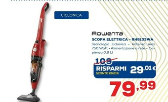 Euronics Rowenta Scopa Elettrica RH8133WA offerta