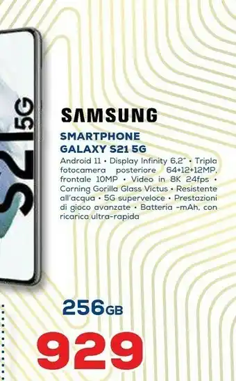 Euronics Samsung Galaxy S21 5G 256 GB Display 6.2" Dynamic AMOLED 2X Phantom Gray offerta