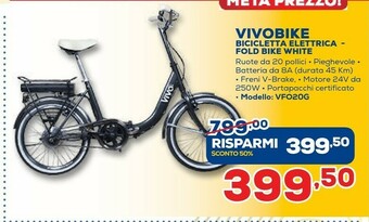 Euronics Vivobike Bicicletta Elettrica - Fold Bike White offerta