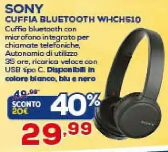 Euronics Sony WHCH500/B Cuffia offerta