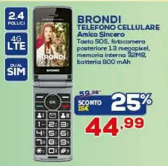 Euronics Brondi Amico Sincero 6,1 Cm (2.4") Grigio Telefono Per Anziani offerta
