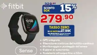 Euronics Fitbit Sense AMOLED Grafite GPS (satellitare) offerta