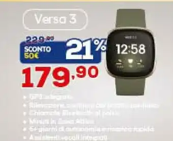 Euronics Fitbit Versa 3 AMOLED Oro GPS (satellitare) offerta