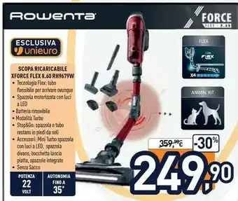 Unieuro Rowenta X-Force RH9679 Scopa Elettrica Senza Sacchetto 0,55 L Grigio, Rosso offerta