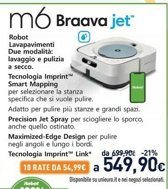 Unieuro IRobot Braava Jet M6 Aspirapolvere Robot Combi Bianco offerta