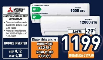 Unieuro Mitsubishi Electric Condizionatore Dualspilt Kit Smart9+12 offerta