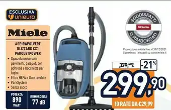 Unieuro Miele Aspirapolvere Blizzard CX1 Parquet Power offerta