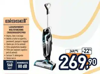 Unieuro Bissell CrossWave Pet Pro Senza Sacchetto Nero, Blu, Argento 0,62 L 560 W offerta