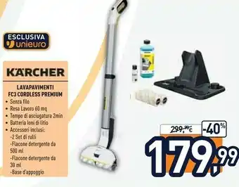 Unieuro Kärcher FC 3 Cordless Senza Sacchetto Nero, Grigio, Bianco offerta