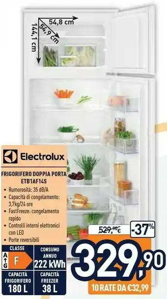 Unieuro Electrolux Frigorifero Doppia Porta ETB1AF14S offerta