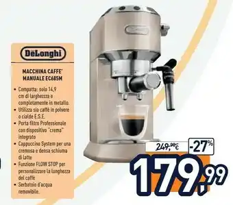 DeLonghi EC 685.M Superficie Piana Macchina Per Espresso 1,1 L