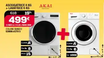 AKAI ASCIUGATRICE 8 KG + LAVATRICE 6 KG