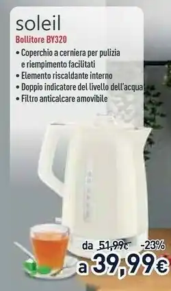 Unieuro Moulinex BOLLITORE SOLEIL BY320 offerta