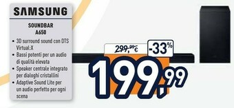 Unieuro Samsung HW-A650 Altoparlante Soundbar Nero 3.1 Canali offerta