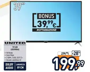 Unieuro United LED39HS62 offerta