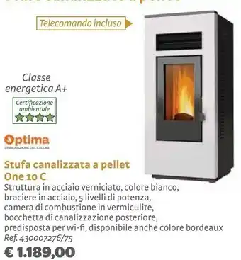 Bricocenter Optima Stufa Canalizzata A Pellet One 10 C offerta