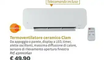 Bricocenter Equalion Termoventilatore Ceramico Clam offerta