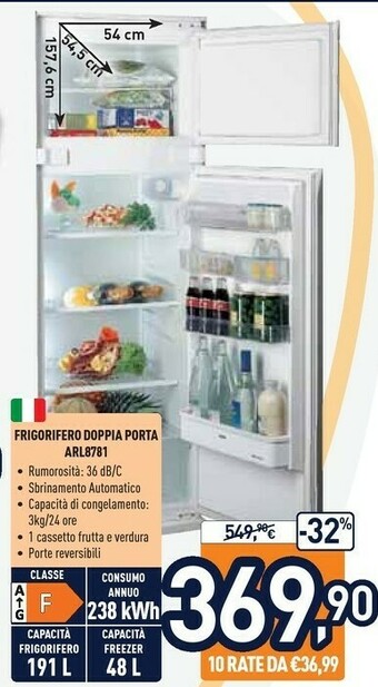 Unieuro Ignis ARL 8781 Frigorifero Con Congelatore Da Incasso 239 L F Bianco offerta