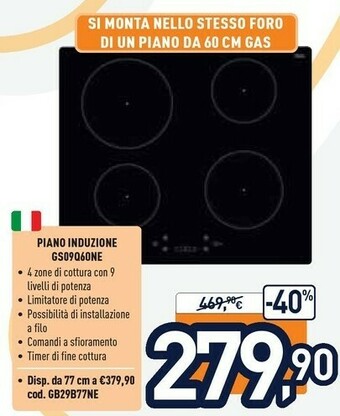 Unieuro Ignis GS 09Q60 NE Nero Da Incasso 60 Cm A Induzione 4 Fornello(i) offerta