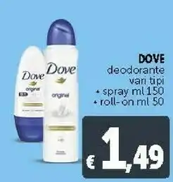 Deco Supermercati Dove Original Donna Deodorante Spray 150 Ml offerta