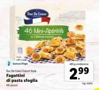 Lidl Fagottini di pasta sfoglia 46 pezzi 485g offerta