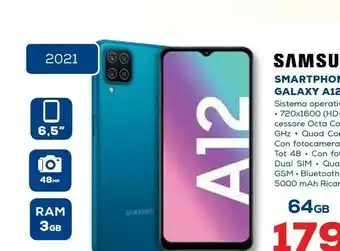 Euronics Samsung Galaxy A12 SM-A125FZBGMEA Smartphone 16,5 Cm (6.5") Doppia SIM 4G USB Tipo-C 4 GB 64 GB 5000 MAh Blu offerta