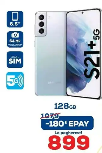 Euronics Samsung Galaxy S21+ 5G 128 GB Display 6.7" Dynamic AMOLED 2X Phantom Black offerta
