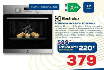 Euronics Electrolux EOF4P04X Forno Elettrico 72 L Acciaio Inossidabile A+ offerta