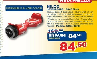 Euronics Nilox DOC 2 Plus Hoverboard 10 Km/h Blu 4300 MAh offerta