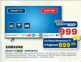 Euronics Samsung QE65Q60TA 165,1 Cm (65") 4K Ultra HD Smart TV Wi-Fi Nero offerta