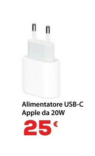 Euronics Apple Alimentatore Usb-c Da 20w offerta