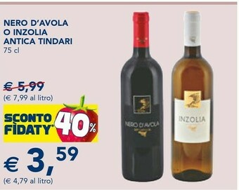 Esselunga Antica Tindari Nero D'avola O Inzolia offerta