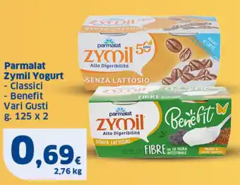 Sigma Parmalat Zymil Yogurt Classici, Benefit Vari Gusti g. 125 x 2 offerta