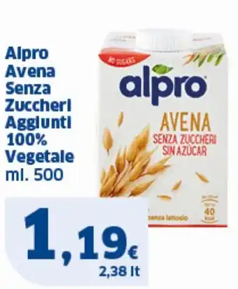 Sigma Alpro Avena Senza Zuccheri Aggiunti 100% Vegetale ml. 500 offerta