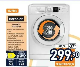 Unieuro Hotpoint NFR327W IT N Lavatrice Libera Installazione Caricamento Frontale 7 Kg 1200 Giri/min D Bianco offerta