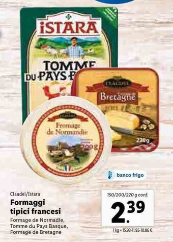 Lidl Formaggi tipici francesi 150/200/220g offerta