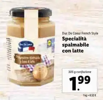 Lidl Specialità spalmabile con latte 305g offerta
