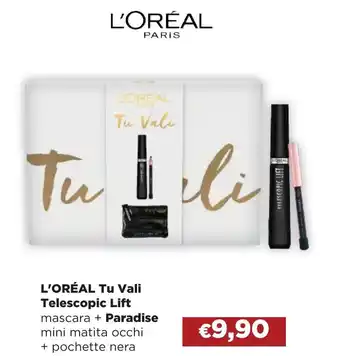 La Saponeria L'ORÉAL Tu Vali Telescopic Lift mascara + Paradise mini matita occhi + pochette nera offerta