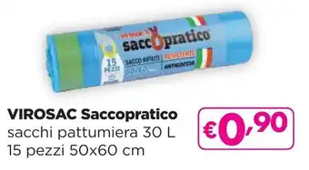 La Saponeria VIROSAC Saccopratico sacchi pattumiera 30 L 15 pezzi 50x60 cm offerta