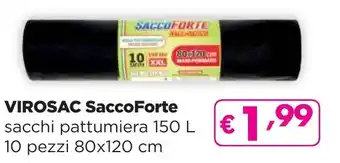 La Saponeria VIROSAC SaccoForte sacchi pattumiera 150 L 10 pezzi 80x120 cm offerta