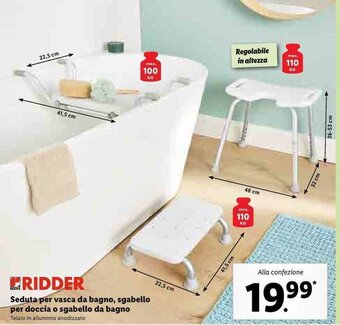 Lidl Ridder Seduta per vasca da bagno, sgabello per doccia o sgabello da bagno offerta