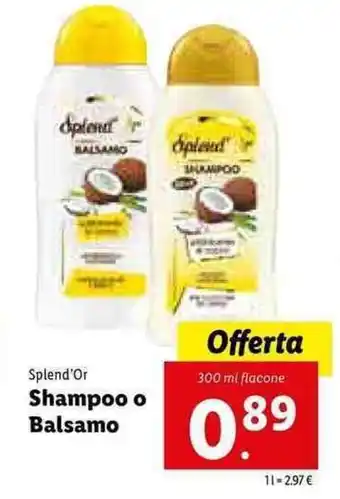 Lidl Splend'Or Shampoo o Balsamo 300ml offerta
