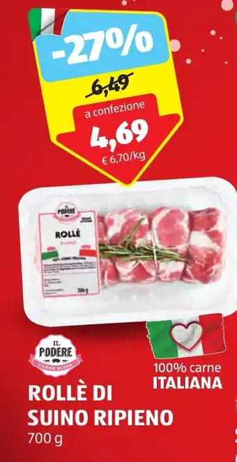 ALDI IL PODERE ROLLÈ DI SUINO RIPIENO 700 g offerta